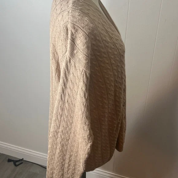 NWOT Charter Club WovenBeige Sweater Cardigan VNeck Button Down Size Large - Picture 8 of 10